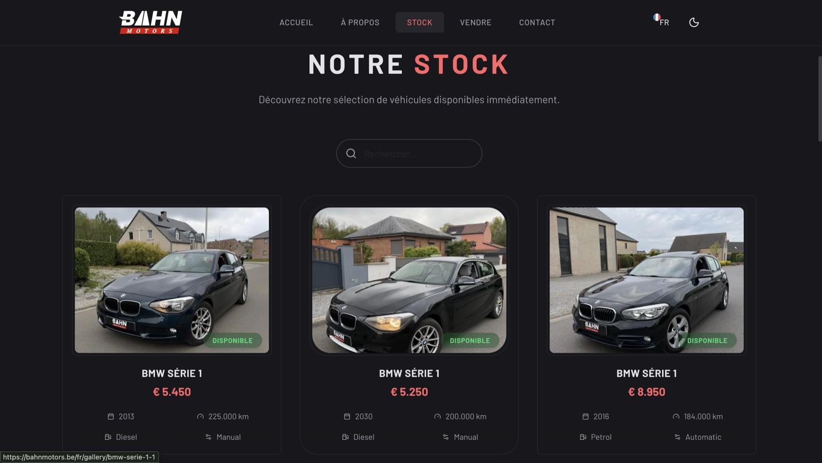 Aperçu du site Bahn Motors
